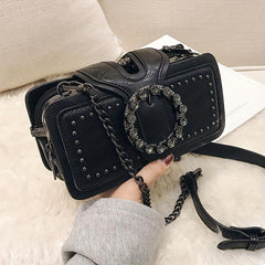 Gothic Chain Crossbody Bag Vintage Square Purse Shoulder Bag