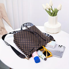 Vintage Geometric Pattern Bucket Bag Drawstring Shoulder Bag