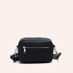 Detachable Strap Shoulder Bag Solid PU Leather Crossbody Bag Zipper Minimalist