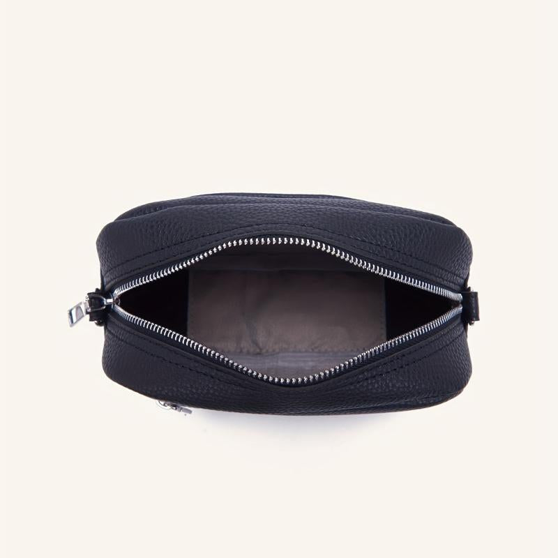 Detachable Strap Shoulder Bag Solid PU Leather Crossbody Bag Zipper Minimalist