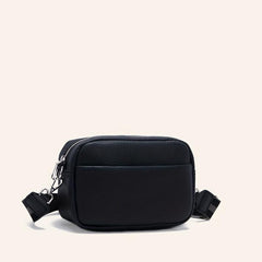 Detachable Strap Shoulder Bag Solid PU Leather Crossbody Bag Zipper Minimalist