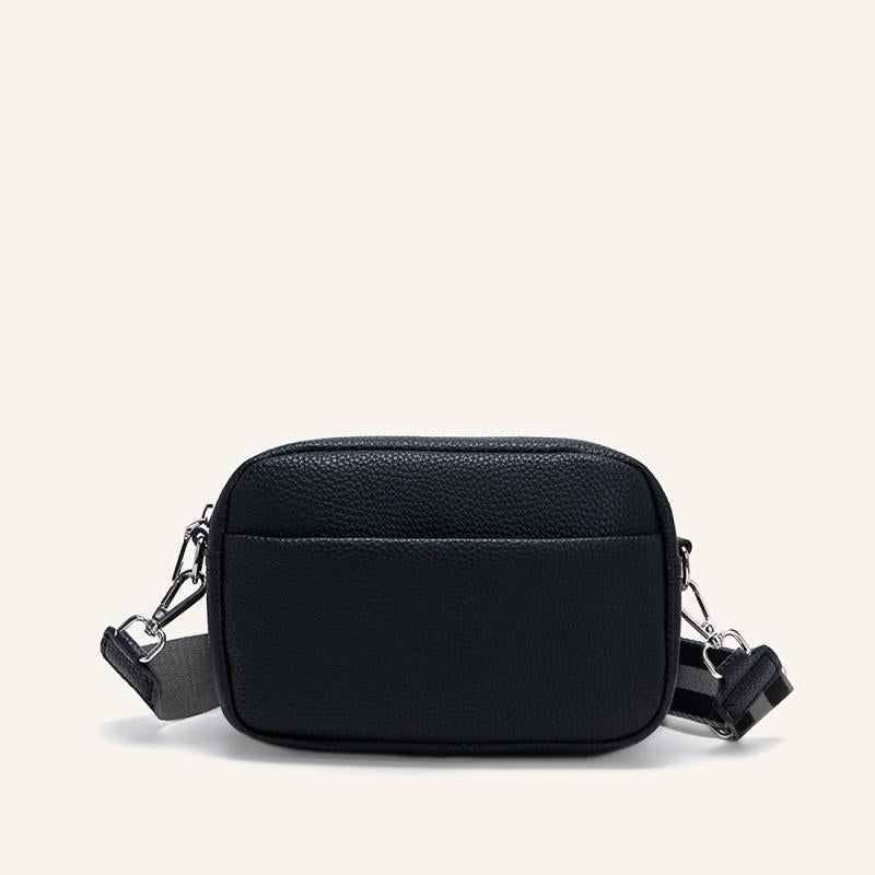 Detachable Strap Shoulder Bag Solid PU Leather Crossbody Bag Zipper Minimalist