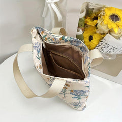 Graphic Floral Pattern Tote Shoulder Bag All Match Storage Bag