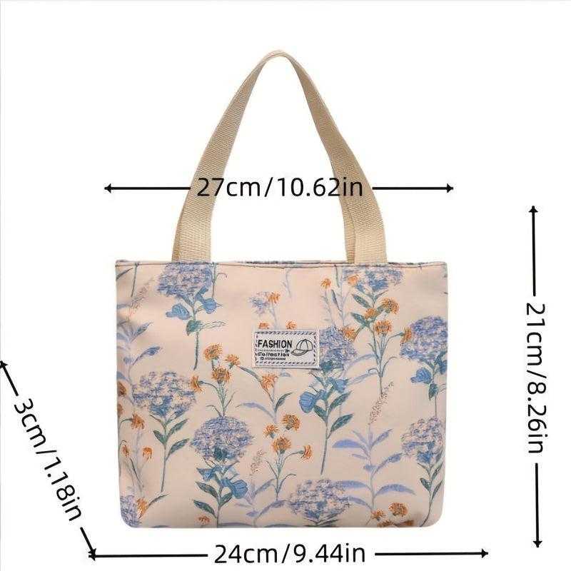 Graphic Floral Pattern Tote Shoulder Bag All Match Storage Bag