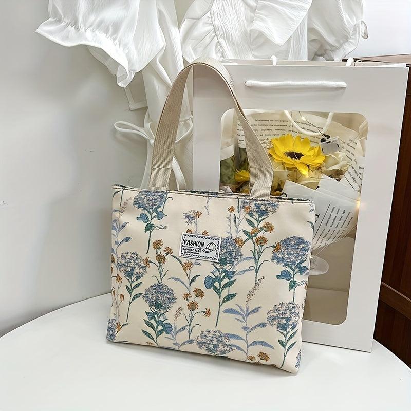 Graphic Floral Pattern Tote Shoulder Bag All Match Storage Bag