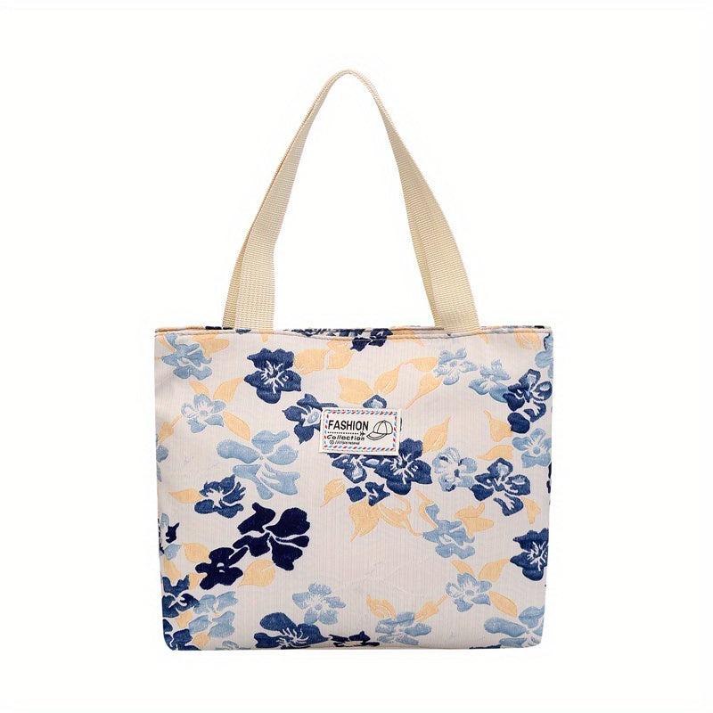 Graphic Floral Pattern Tote Shoulder Bag All Match Storage Bag