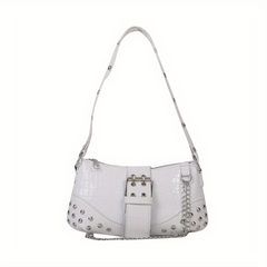 Crocodile Embossed Baguette Bag Y2K Underarm Chain Bag
