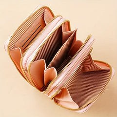 Heart Embroidery Vertical Wallet Mini Zipper Crossbody Purse