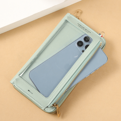 Mini Zip Around Crossbody Wallet Touchable Screen Mobile Phone Bag