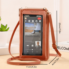 Mini Zip Around Crossbody Wallet Touchable Screen Mobile Phone Bag