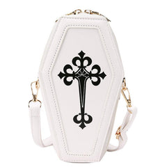 Gothic Crossbody Bag Coffin Shape Y2K Style Halloween Shoulder Purse