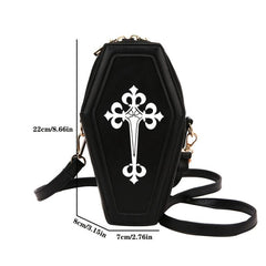 Gothic Crossbody Bag Coffin Shape Y2K Style Halloween Shoulder Purse
