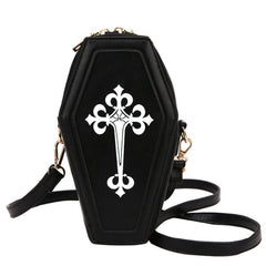 Gothic Crossbody Bag Coffin Shape Y2K Style Halloween Shoulder Purse