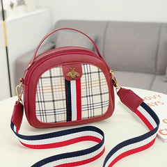 Plaid Pattern Handbags Bee Crossbody Bag Zipper Shoulder Purse