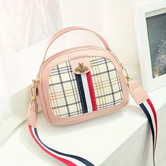 Plaid Pattern Handbags Bee Crossbody Bag Zipper Shoulder Purse
