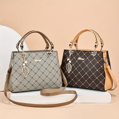 Printed Handbags Metal Leaf Crossbody Bag Double Handle Satchel Purse
