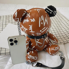 Graffiti Bear Coin Purse Crossbody Bag