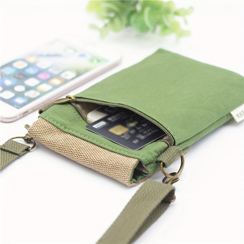 Canvas Crossbody Bag with Letter Patch Decor