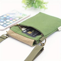 Canvas Crossbody Bag with Letter Patch Decor
