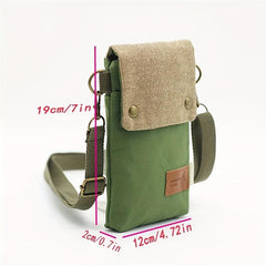 Canvas Crossbody Bag with Letter Patch Decor