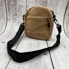 Corduroy Crossbody Bag Solid Zipper Square Purse