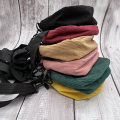 Corduroy Crossbody Bag Solid Zipper Square Purse