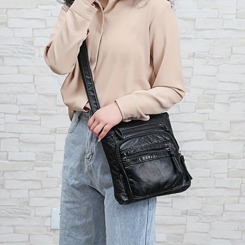 Vintage Crossbody Bag Zipper Purses Casual Shoulder Bag