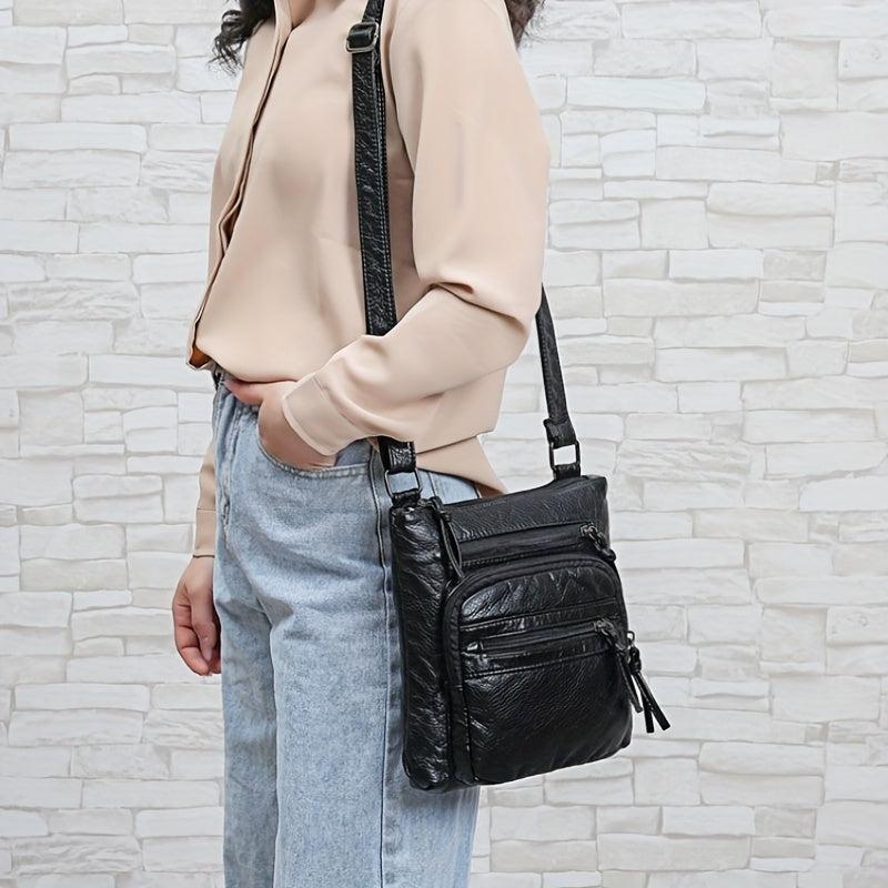 Vintage Crossbody Bag Zipper Purses Casual Shoulder Bag