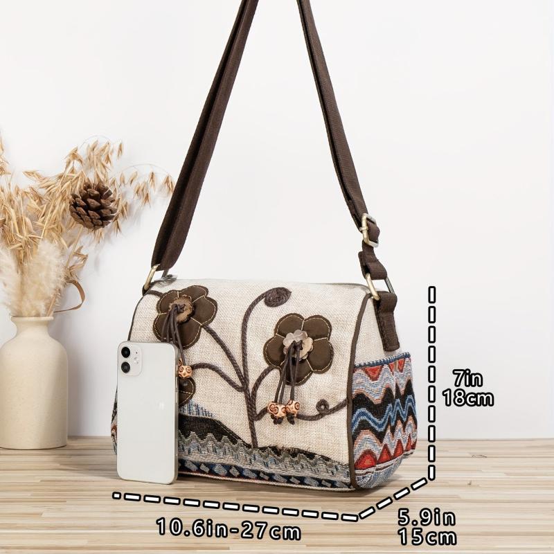 Vintage Ethnic Style Crossbody Bag Retro Bohemian Shoulder Bag
