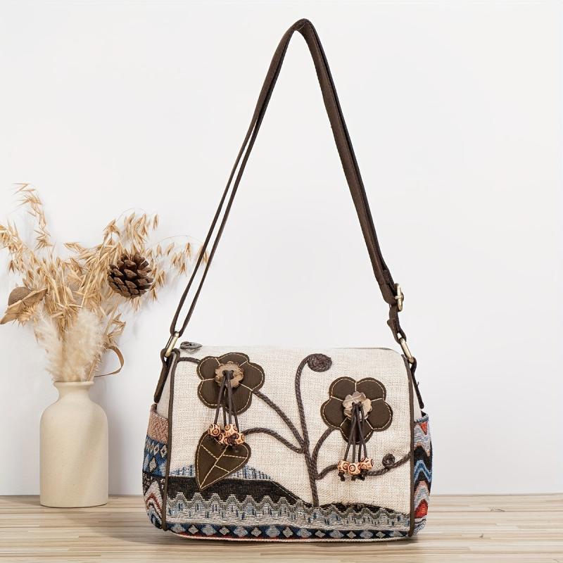 Vintage Ethnic Style Crossbody Bag Retro Bohemian Shoulder Bag