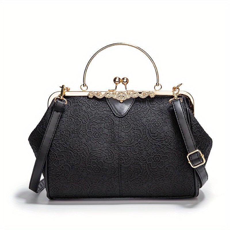 Vintage Crossbody Frame Bag Retro Kiss Lock Shoulder Bag