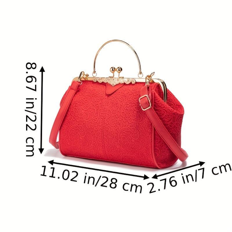 Vintage Crossbody Frame Bag Retro Kiss Lock Shoulder Bag