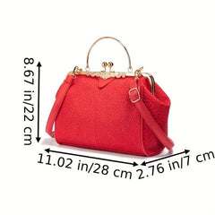 Vintage Crossbody Frame Bag Retro Kiss Lock Shoulder Bag
