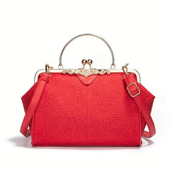 Vintage Crossbody Frame Bag Retro Kiss Lock Shoulder Bag