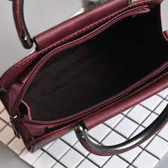 Retro Tote Bag Solid Crossbody Satchel Purse with Plush Ball Pendant