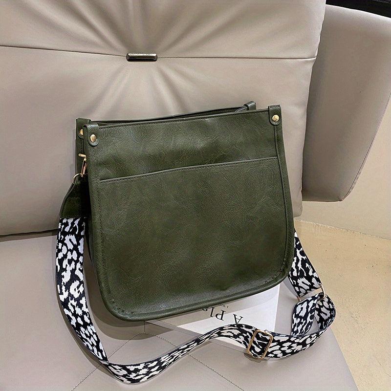 Leopard Crossbody Bag Vintage Square Purse For Women