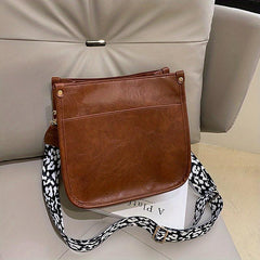Leopard Crossbody Bag Vintage Square Purse For Women