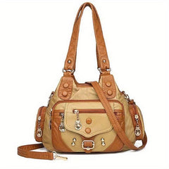 Large Capacity Tote Bag Soft PU Leather Shoulder Bag Casual Versatile