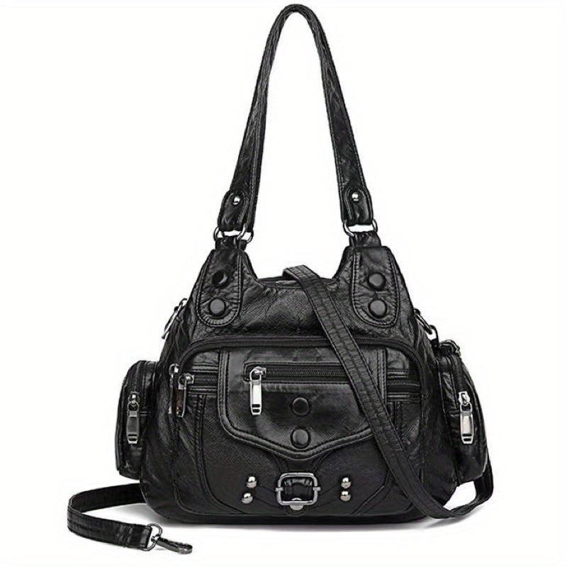 Large Capacity Tote Bag Soft PU Leather Shoulder Bag Casual Versatile