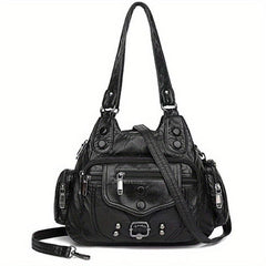 Large Capacity Tote Bag Soft PU Leather Shoulder Bag Casual Versatile
