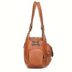 Large Capacity Tote Bag Soft PU Leather Shoulder Bag Casual Versatile