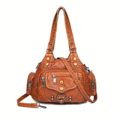 Large Capacity Tote Bag Soft PU Leather Shoulder Bag Casual Versatile