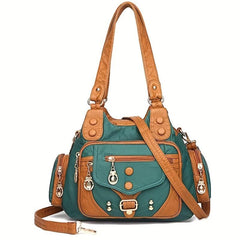 Large Capacity Tote Bag Soft PU Leather Shoulder Bag Casual Versatile