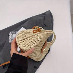 Straw Woven Beach Bag Boho Style Crossbody Top Handle Clutch Purse