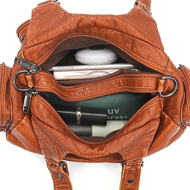 Large Capacity Crossbody Bag PU Leather Shoulder Handbag