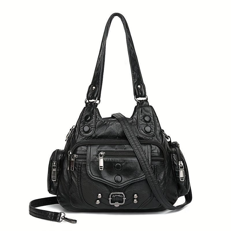 Large Capacity Crossbody Bag PU Leather Shoulder Handbag