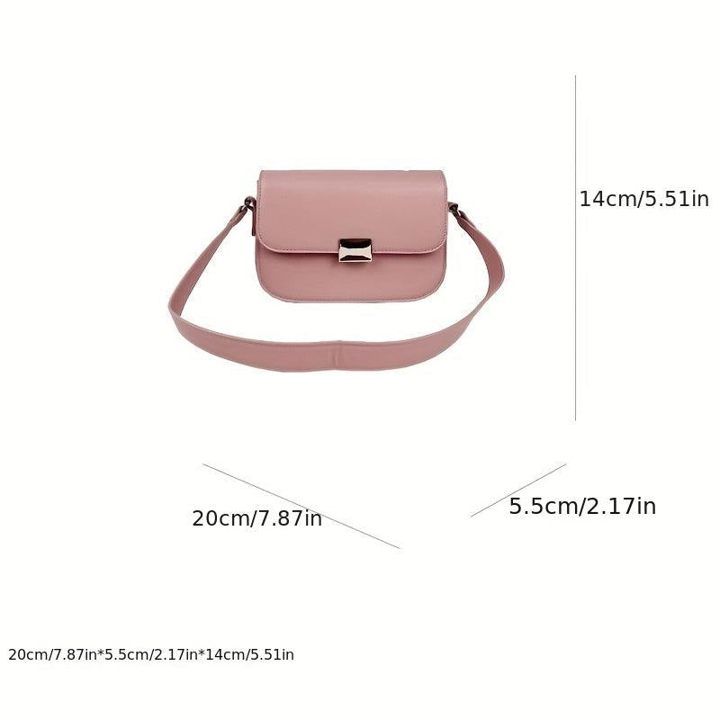Square Flap Crossbody Bag PU Leather Shoulder Bag Women's Handbag