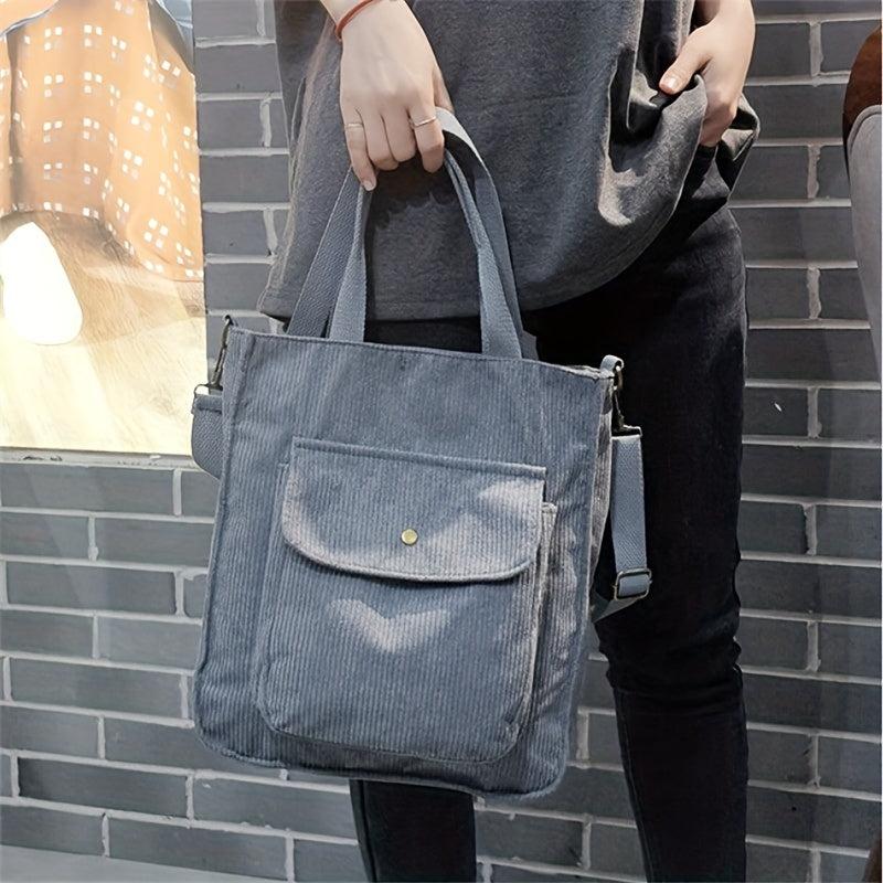 Large Capacity Corduroy Tote Bag Lightweight Shoulder Bag