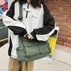 Canvas Crossbody Bag Retro Messenger Large Capacity Travel Shoulder Bag