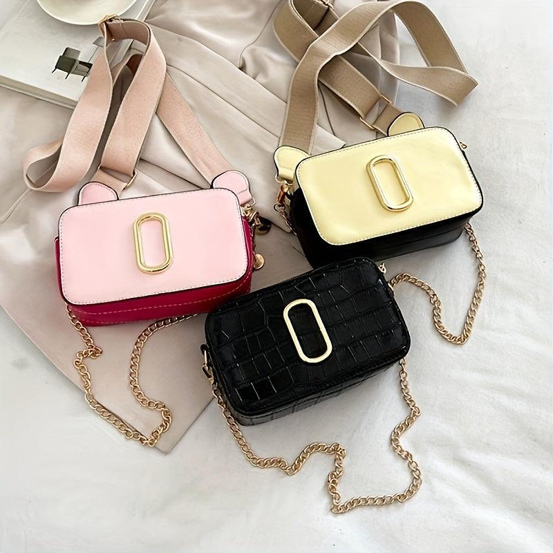 Metal Decor Crossbody Bag Stylish Purse Camera Shoulder Bag